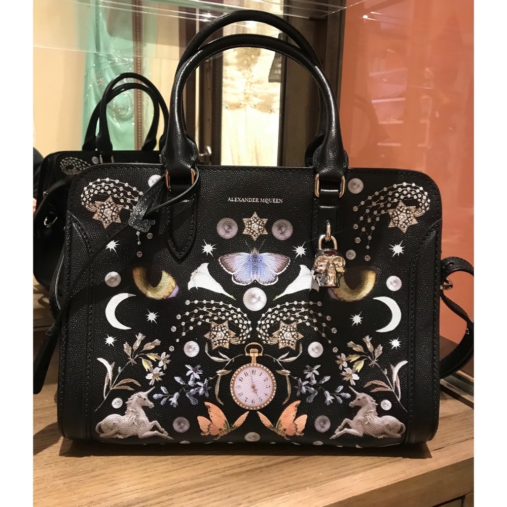 Alexander McQueen black butterfly unicorn bag PERFECT